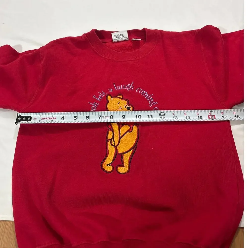 Vintage Disney Winnie the Pooh Kids Medium 7/8 Retro Nostalgic Embroidered Red